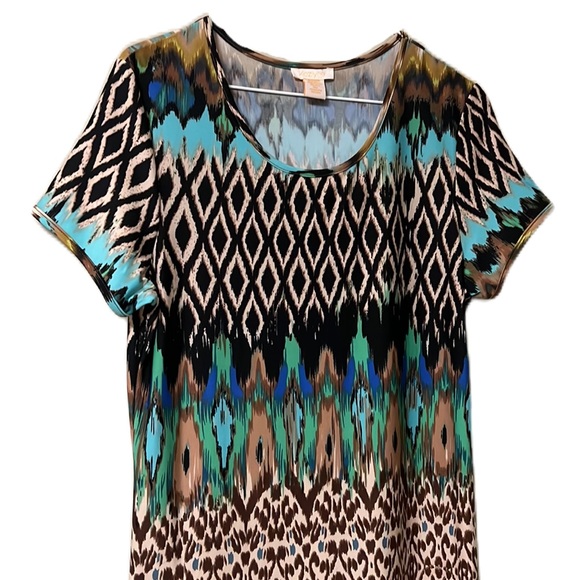 Klozlyne, Cap Sleeves, 95% Viscose, Slits, Maxi Dress, Multi, Size PM - Picture 3 of 9